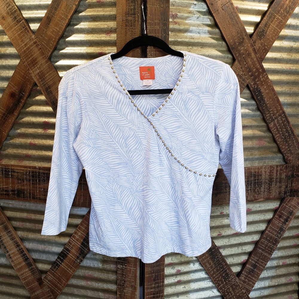 Palm Print 3/4 Sleeve Top